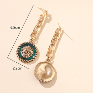 Pendientes colgantes de león, aleación de zinc, diseño redondo de animales, joyería para fiestas AE300 - Product Image 5