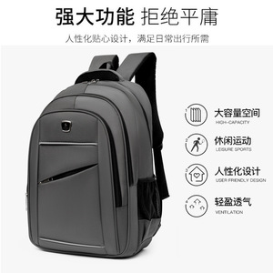 Sport Backpack For Men 36-55L Waterproof Business Travel Laptop Bag With Interior Zipper Pocket Solid Color Blue - Product Image 2