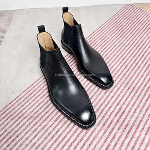 Goodyear bentivegna Hand Welt Shoes Italia Botas de cuero de vaca hombres formal <span class=keywords><strong>Chelsea</strong></span> botines Zapatos fábrica Suela de cuero genuino - Product Image 6
