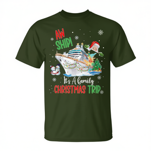 Aw Ship Its A Christmas Cruise Trip - Camiseta familiar a juego para adultos, unisex, manga corta, cuello redondo, impresión digital - Product Image 2