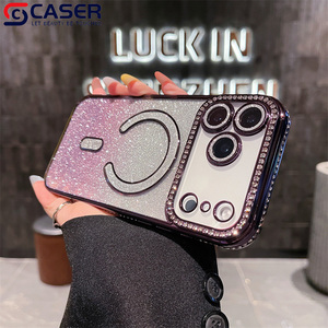 Ốp điện thoại iPhone 11 Pro Max, 17 Pro Max, 16, 15 mạ điện trong suốt, đính kim cương toàn phần, lấp lánh, chuyển màu, hỗ trợ sạc không dây cao cấp - Product Image 3