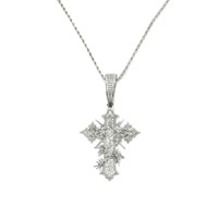 Collier pendentif croix épines en laiton style Hip Hop, entièrement serti de zircone cubique, faible MOQ, bijoux de mode en gros