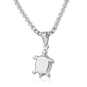 yunnique Stainless Steel Turtle Pendant <b>Necklace</b> For Men Animal Zodiac Charm 60cm Chain Silver Color Fashion Jewelry - Product Image 3