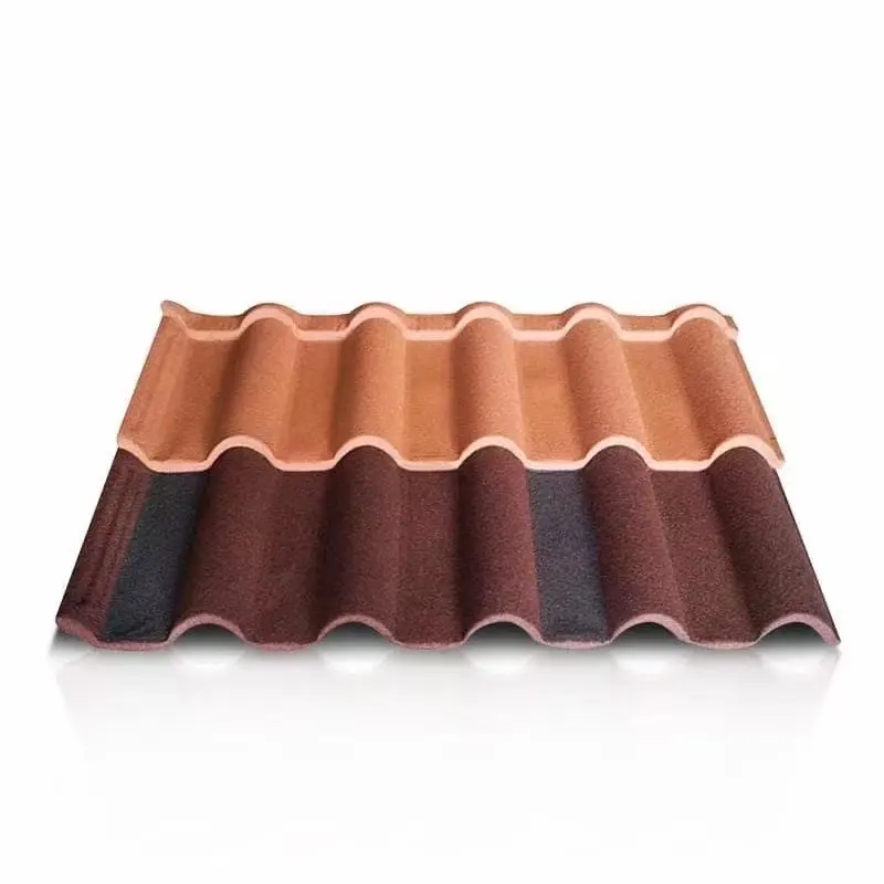 Precio al por mayor Tejas solares Tejas de techo de metal recubiertas de Piedra Roja Teja de terracota de hormigón para techo