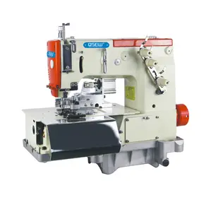 QS-2000C-DK double needle jeans belt loop auto cutter with puller heavy duty denim waistband sewing machine
