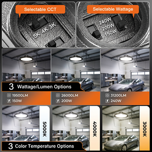 Luminaire LED Industriel UFO pour Grandes Espaces 150W 200W 240W Garantie 5 Ans Longue Durée de Vie Aluminium IP65 Lampe pour Usine Atelier Garage Entrepôt - Product Image 3