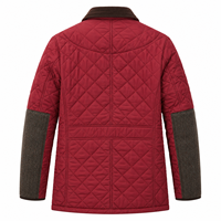 Veste de campagne matelassée rouge hydrofuge multi-poches, doublure chaude, panneaux de manches en tweed, OEM ODM, veste pour homme