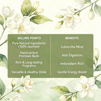 Thé au jasmin pur pour soulager l'anxiété, fleurs de jasmin séchées en vrac, sans caféine, pour la relaxation du soir, réduction du stress, sommeil naturel