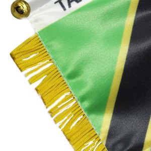 Custom TANZANIA Satin Pennant Flag Car Mini Flag <b>Banner</b> with Yellow Tassels - Product Image 5