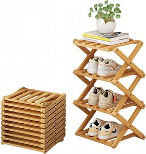 Vendita calda <span class=keywords><strong>scarpiera</strong></span> di bambù piccolo scarpiere strette 4-Tier pieghevole scarpe Organizer scaffale in piedi <span class=keywords><strong>per</strong></span> ingresso corridoio soggiorno - Product Image 1