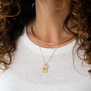 Collier pendentif rectangulaire personnalisé en acier inoxydable – Nom, date, texte, citations et mots significatifs gravés – Cadeau de bijoux - Product Image 4
