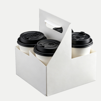 Support de tasses à café jetables en carton recyclable à 4 compartiments, imprimé sur mesure, avec poignée, écologique, finition mate