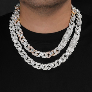 <span class=keywords><strong>Collana</strong></span> Personalizzata Hip Hop Squisita Bicolore con Zirconi Infiniti, Catena Cubana Iced Out CZ a Fiore <span class=keywords><strong>Infinito</strong></span> per Uomo - Product Image 3