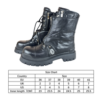 Bottes de moto de 8 pouces avec rivets, bottes à revers, talon épais, fermeture éclair latérale, lacets, plateforme en cuir, bottes gothiques punk