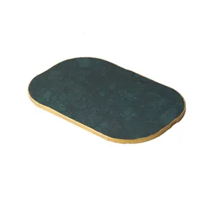 Creative Design Rectangular Tray Edge Tea Cheese Jewelry Storage Box Disposable Ceramic Plastic Plate With Golden Border