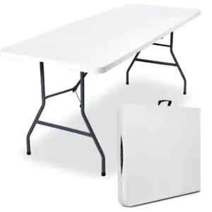 Yüksek kaliteli 6ft veya 8ft açık plastik katlanabilir masa sıcak satış bahçe düğün yemeği masası