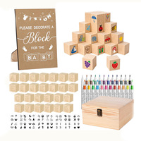 Ensemble de blocs en bois à personnaliser pour la signature des invités de la fête prénatale, boîte cadeau, décoration de fête
