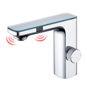 Robinet de lavabo cascade moderne à LED chromé avec capteur infrarouge pour salle de bain - Product Image 1