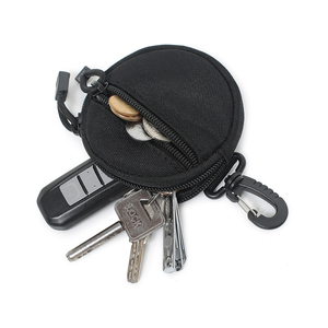 DF22 <b>Khaki</b> Round Storage Bag With Carabiner Hook Portable Oxford Cloth Pouch For Outdoor Use - Product Image 5
