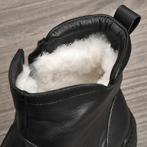 Bottes d'hiver chaudes en cuir véritable pour hommes, bout rond, doublure en fourrure, semelle en caoutchouc antidérapante - Product Image 4