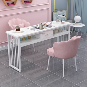 Mesa de Manicura Negra y Dorada para Salón de Uñas, con Cajones, Moderna y de Lujo, para Salón de Belleza o Bar - Product Image 3