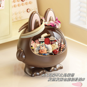 Cartoon Rabbit Hair Clip Storage Box Large Capacity Plastic Organizer For Desk With Cute Design And Transparent Lid - Product Image 5