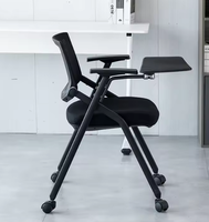 Chaise de formation avec accoudoirs pliables réglables en plastique maillé pour salle de conférence, réunion, étude, écriture, tablette