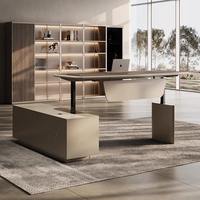 Bureau de travail en bois moderne de luxe, mobilier de bureau, bureau d'ordinateur texturé, chaise de patron, bureau de direction moderne