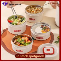 Boîte à lunch isotherme multicouche avec couvercle, compatible micro-ondes, grande capacité, boîte bento en acier inoxydable 304