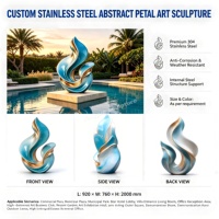 Sculpture en acier inoxydable à motif abstrait dégradé personnalisé en forme de pétale, pour intérieur et extérieur, idéale pour hôtels, centres commerciaux, parcs municipaux, aménagements aquatiques et villas.