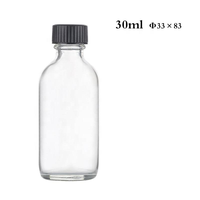 Bouteilles en verre transparentes Boston Round portables de 2oz, 4oz, 8oz, 16oz avec bouchon à vis pour boissons énergisantes, liqueurs, jus, shots de gingembre