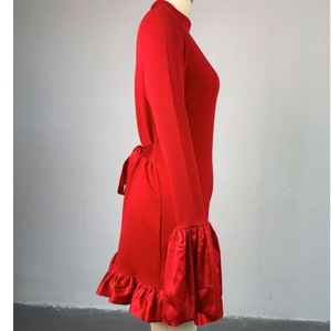 Vestido de mujer con mangas acampanadas, cintura alta y <span class=keywords><strong>dobladillo</strong></span> con volantes, estilo lápiz, <span class=keywords><strong>ropa</strong></span> de moda para mujer al por mayor - Product Image 5