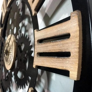 <span class=keywords><strong>Orologio</strong></span> da <span class=keywords><strong>Parete</strong></span> Industriale Fai-da-Te con Cornice in Metallo Nero e <span class=keywords><strong>Ingranaggi</strong></span> Decorativi, Numeri Romani in Legno 3D in Rilievo - Product Image 4