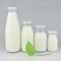 Bouteille en verre transparente avec bouchon pour jus, café infusé à froid, boissons, vin, lait, eau – 200ml, 250ml, 300ml, 500ml, 1000ml