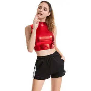 women PU Leather Tank Bralette Tops lady short Crop Top Feminino Sleeveless Sexy Bodycon costumes