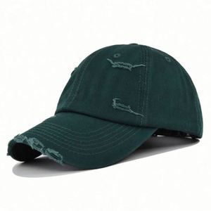 High Quality 100% Cotton Vintage Baseball Cap Custom logo Mens Distressed Ripped Baseball <b>Hats</b> - Product Image 4