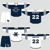 Maillot de hockey sur glace professionnel en mesh respirant, anti-humidité, séchage rapide, personnalisable avec nom et numéro, en polyester, unisexe, pour les matchs d'équipe