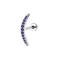 Cartilage Piercing Oreille Stud avec Nombreux CZ Griffe Réglage Lèvre Anneau Nez Stud Labret Rook Helix Piercing Plaqué Or 18K Tendance
