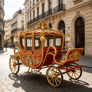 Calèche de Cendrillon grandeur nature pour extérieur, calèche royale de mariage, calèche de princesse de luxe traînée par des chevaux - Product Image 2