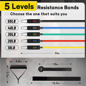 TPE Fitness Heimtraining <span class=keywords><strong>Power</strong></span> Band 11-teiliges Gummi-Widerstandsband-Set Übungsband Mit Türanker und Griffen - Product Image 2