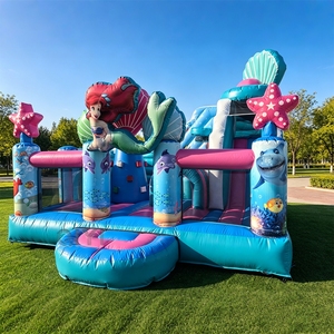 บ้านลมเป่าลมรูปนางเงือกน้อยพร้อมสไลเดอร์และบ้านกระโดดสำหรับเด็ก - Product Image 1