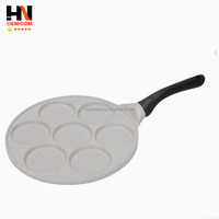 Poêle à petit-déjeuner multifonction 7-en-1 à fond plat, pour œufs, hamburgers, en aluminium, avec 7 trous, en promotion