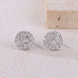 Lujo 18K oro sólido directo de fábrica de alta calidad diamante Natural hermosos pendientes de tuerca entrega rápida regalo de cumpleaños para mujer - Product Image 3