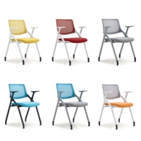 Chaises d'entraînement pliables à prix de gros d'usine, chaise de bureau moderne portable en tissu avec dossier en maille, chaise de classe scolaire pivotante à 360°
