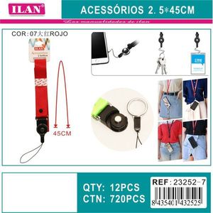 Cordon accessoire Ilan 2,5x45 cm rouge pour téléphone, clé, carte d'identité - Product Image 1