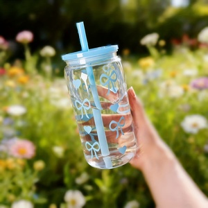 Bottiglie d'Acqua in Plastica PC da 500ml Stampate con Fiocco e Cuore Carini e Belli, Adatte per Bambini da Portare <span class=keywords><strong>a</strong></span> Scuola e in Gita - Product Image 4