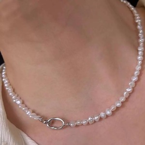 <span class=keywords><strong>Collana</strong></span> di <span class=keywords><strong>Perle</strong></span> d'Acqua Dolce con Chiusura a Doppio Anello Barocco Grigio-Cenere-Viola per Fidanzamento e Matrimonio - Product Image 6