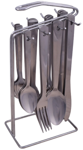 24 כלי שטוח תליית כלים עם מתלה, סכין סכין מזלג כפית כתם סכו "ם סט עם צבע עץ פלסטיק ידית - Product Image 6