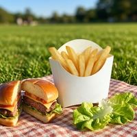 Boîte à frites jetable personnalisée avec logo, en gros, écologique, en papier, pour les restaurants de hamburgers