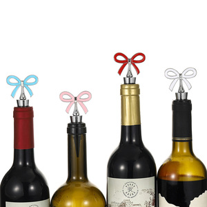 <b>Bow</b>-Shaped Wine Stopper Silver <b>Red</b> Pink Blue White Zinc Alloy Bottle Seal For Wedding Party Gift - Product Image 1